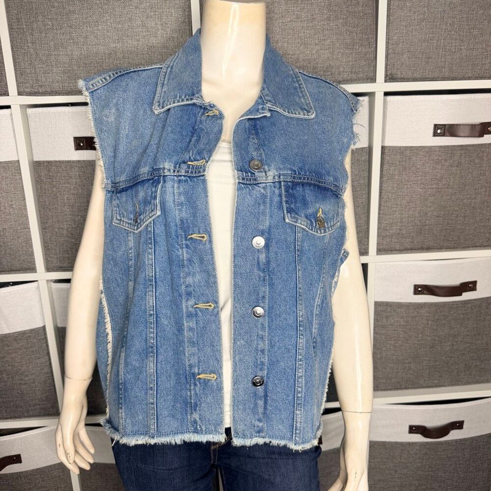 H&M Divided Raw Hem Denim Vest Size Small